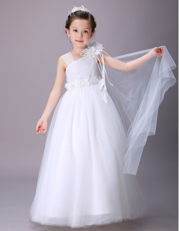 Asymmetric Floor Length Satin Flower Girl Dresses