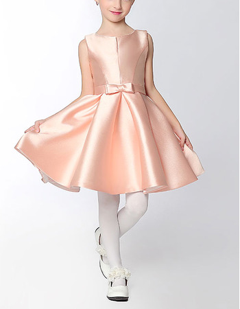 Custom A-Line Sleeveless Mini/ Short Satin Flower Girl Dresses