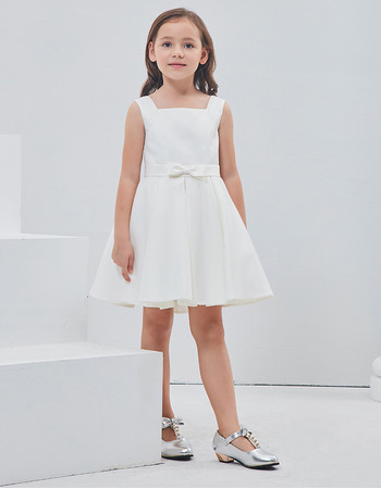 Stunning A-Line Square Sleeveless Short Satin Flower Girl Dresses