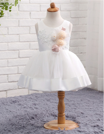 Stunning Ball Gown Sleeveless Short Satin Flower Girl Dresses