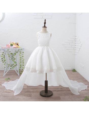 Adorable Ball Gown Short Flower Girl Dresses with Detachable Train