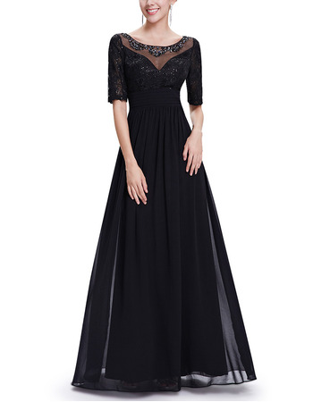 Custom A-Line Floor Length Chiffon Mother Dresses with Half Sleeves ...