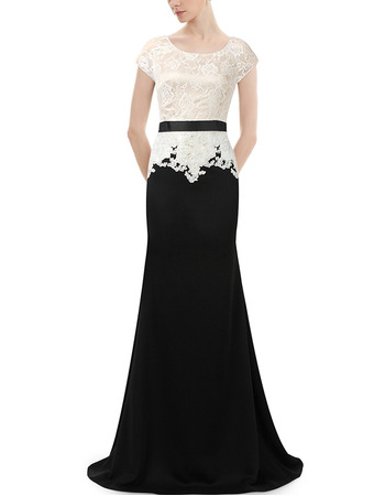 Elegant Floor Length Chiffon & Lace Mother Dresses with Short Sleeves