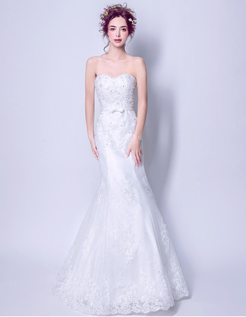 Affordable Mermaid Sweetheart Floor Length Organza Wedding Dresses