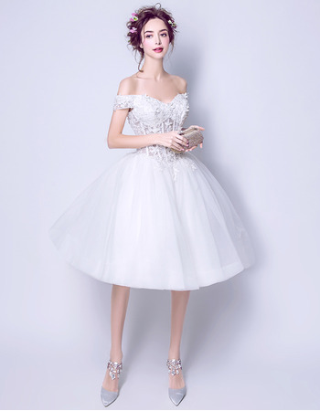 New Ball Gown Off-the-shoulder Knee Length Short Wedding Dresses