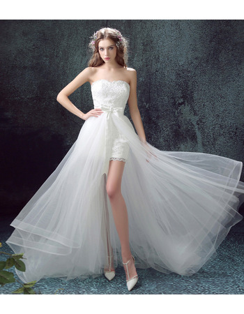 Discount Sweetheart Sleeveless High-Low Organza Wedding Dresses