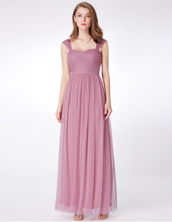 Elegant Sweetheart Floor Length Chiffon Bridesmaid Dresses with Straps