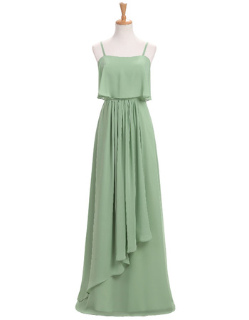 Elegant Floor Length Chiffon Bridesmaid Dresses with Spaghetti Straps