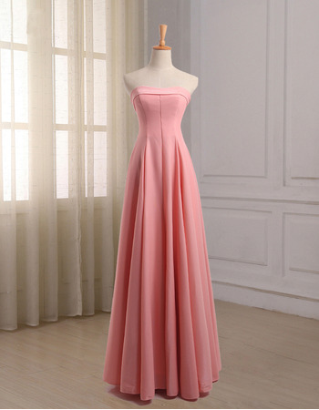 Elegant A-Line Strapless Floor Length Chiffon Bridesmaid Dresses