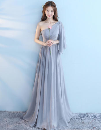 New One Shoulder Floor Length Chiffon Bridesmaid Dresses