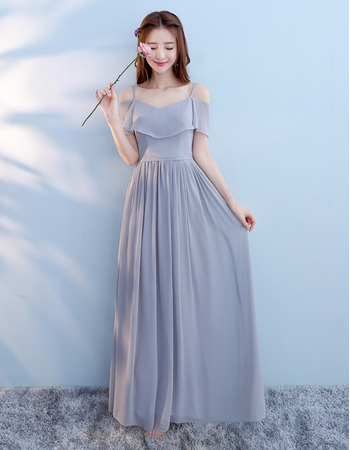 New Spaghetti Straps Floor Length Chiffon Bridesmaid Dresses