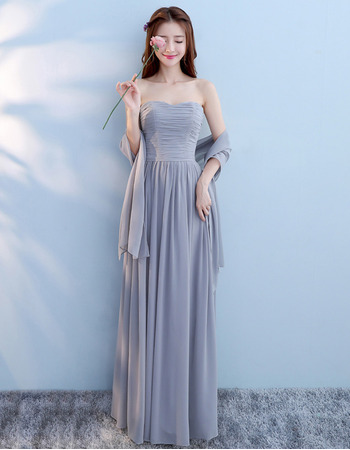 Custom Strapless Floor Length Chiffon Lace-Up Bridesmaid Dresses