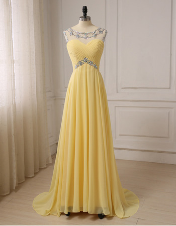 Custom A-Line Sleeveless Floor Length Chiffon Evening/ Prom Dresses