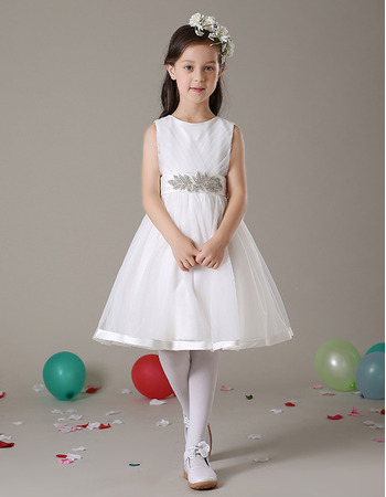 Stunning A-Line Knee Length Satin Organza Flower Girl Dresses