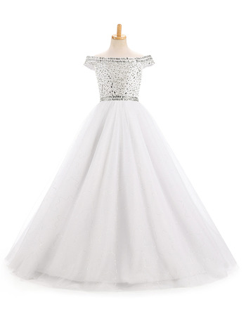 New A-Line Off-the-shoulder Floor Length Flower Girl Dresses