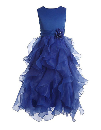 Stunning Sleeveless Floor Length Ruffle Skirt Flower Girl Dresses