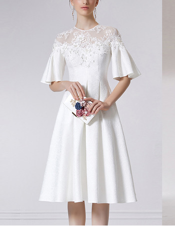 Discount Knee Length Embroidery Homecoming Dresses with Short Sleeves