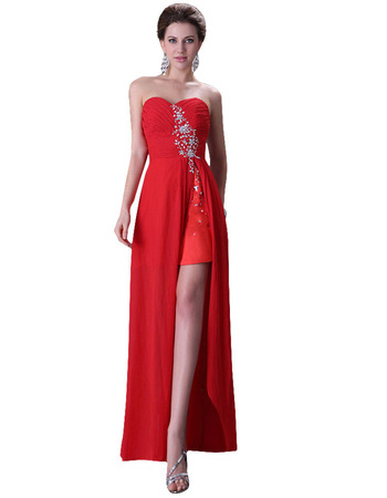 Sexy Sweetheart Floor Length Chiffon Homecoming Dress with Slit