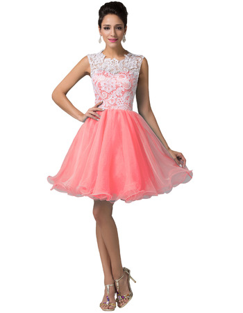 Custom Mini/ Short Lace Taffeta Homecoming/ Birthday Party Dresses