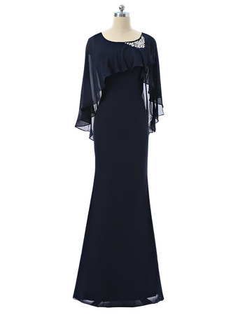 Discount Sheath Floor Length Chiffon Mother Dresses with Wraps