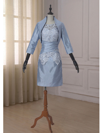 Discount Sheath Short Lace Taffeta Mother Dresses with Jackets