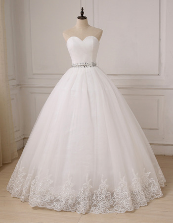 Affordable Ball Gown Sweetheart Floor Length Organza Wedding Dresses