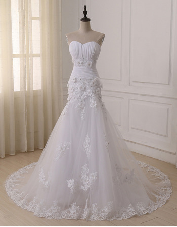 New Trumpet Sweetheart Floor Length Applique Wedding Dresses