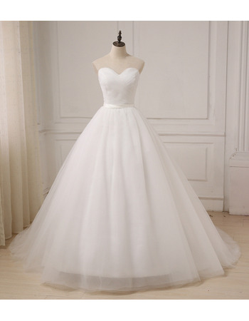 Custom A-Line Sweetheart Floor Length Organza Wedding Dresses