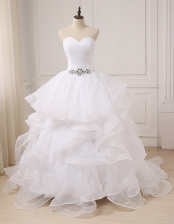 Sweetheart Long Organza Layered Skirt Wedding Dresses