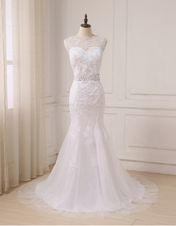 Trumpet Floor Length Beading Wedding Dress with Bow