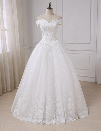 Custom Sweetheart Off-the-shoulder Floor Length Lace Wedding Dresses