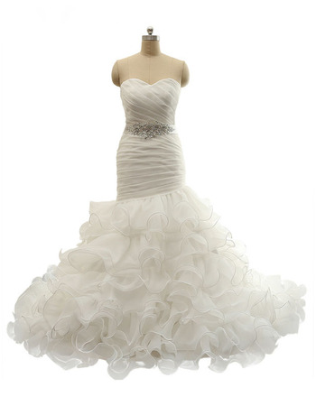 Trumpet Sweetheart Long Ruffle Skirt Wedding Dresses