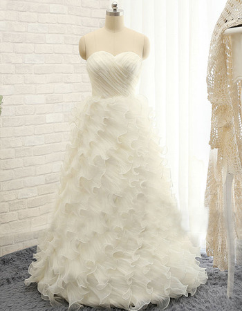 Elegant Sweetheart Floor Length Tulle Ruffle Skirt Wedding Dresses