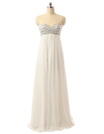 Inexpensive Empire Sweetheart Floor Length Chiffon Wedding Dresses