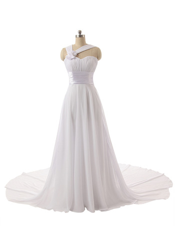 Elegant Sweetheart Chapel Train Chiffon Wedding Dresses with Straps