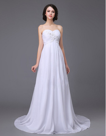 Inexpensive Sweetheart Sweep Train Chiffon Empire Wedding Dresses