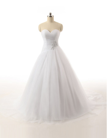 Custom Ball Gown Sweetheart Floor Length Satin Organza Wedding Dresses