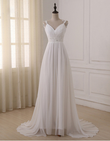 Sweetheart Straps Sweep Train Chiffon Wedding Dresses