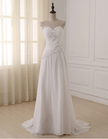 Custom Sweetheart Sleeveless Sweep Train Chiffon Wedding Dresses