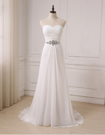 Elegant Sweetheart Floor Length Chiffon Lace-Up Wedding Dresses