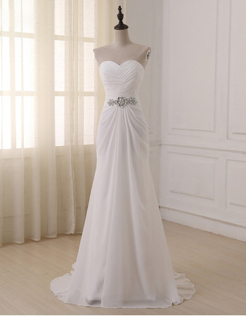 New Sweetheart Floor Length Chiffon Lace-Up Wedding Dresses