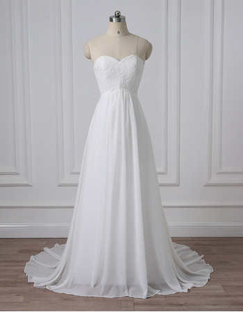 Custom Sweetheart Sleeveless Sweep Train Chiffon Wedding Dresses