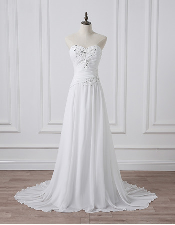 Affordable Sweetheart Sleeveless Sweep Train Chiffon Wedding Dresses