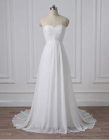 Vintage Sweetheart Sleeveless Sweep Train Chiffon Wedding Dresses