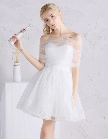 Summer Off-the-shoulder Mini/ Short Tulle Wedding Dresses