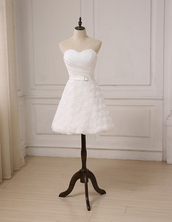 Informal Sweetheart Knee Length Floral Skirt Petite Wedding Dresses