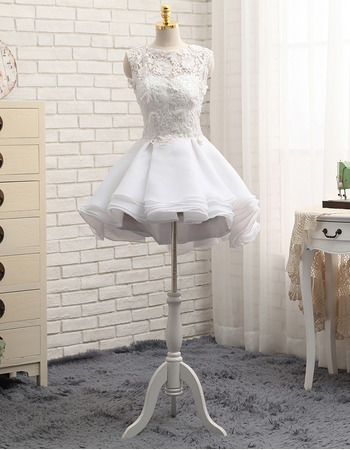 A-Line Sleeveless Mini/ Short Petite Organza Wedding Dresses