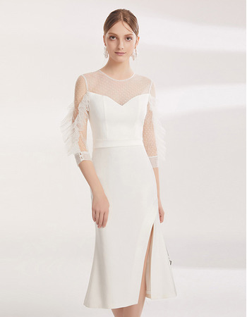 Elegant Sheath Tea Length Cocktail/ Holiday Dresses with Sleeves