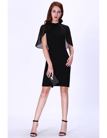 Custom Sheath Short Satin Black Cocktail/ Holiday/ Party Dresses