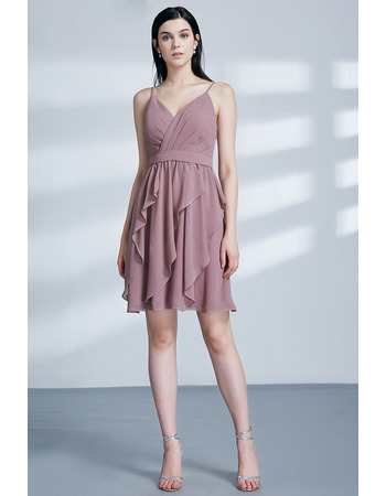 Spaghetti Straps Short Chiffon Cocktail/ Holiday Dress